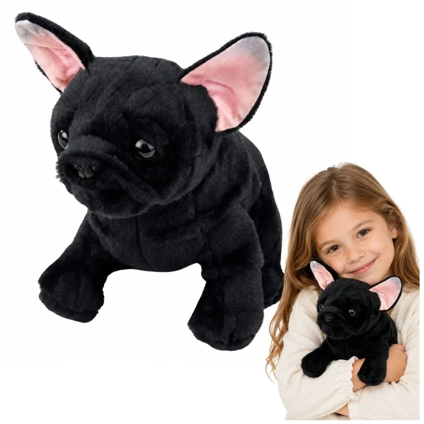 Lean Toys Pehmolelu - must ranskalainen bulldoggi, 22 cm – 3
