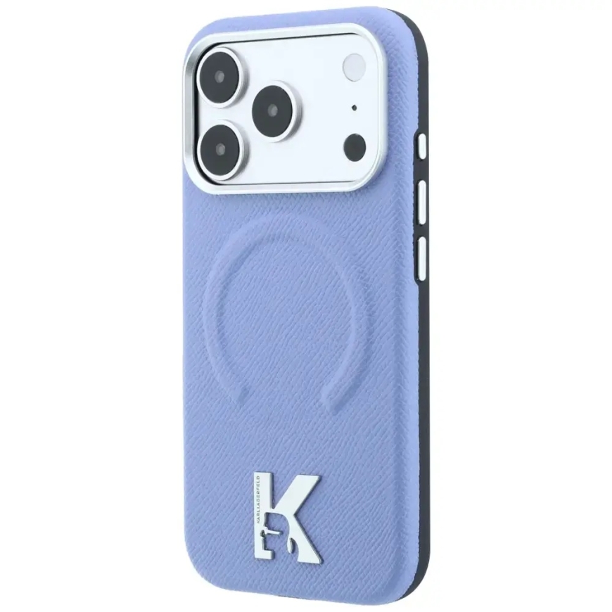 Karl Lagerfeld tekstūruotas reljefinis žiedas ir Kameo logotipas MagSafe dėklas iPhone 18 Pro Max / 17 Pro Max li – 2