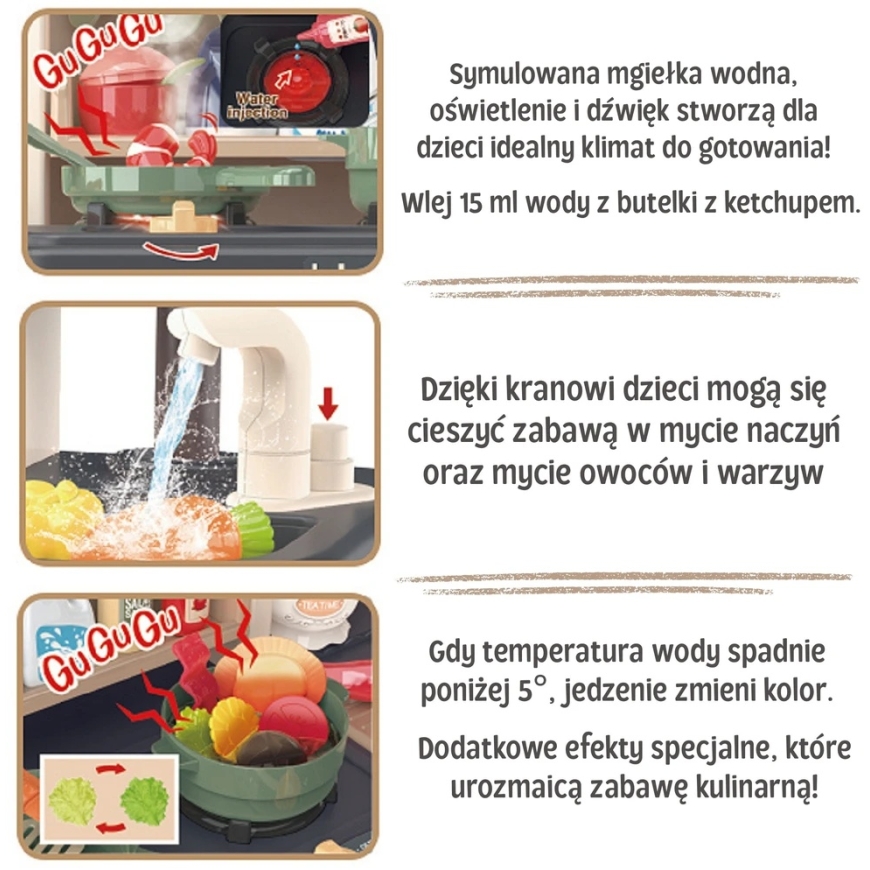 WOOPIE interaktiivne köök auru segisti ja veeringlus efektidega 88 tk. – 3