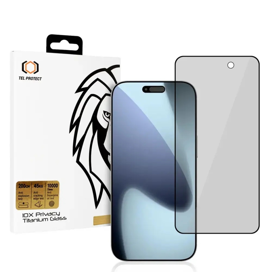 Apsauginis stiklas Tel Protect 10X Privatumas Titanas Iphone 17 Pro