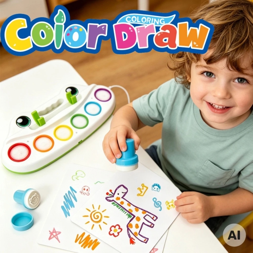 WOOPIE Creative Painting Set for Kids LED Stamps 6 Colors – 3
