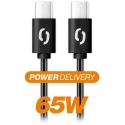 Datu kabelis ALIGATOR POWER 65W, USB-C/USB-C 3A, 2.5m melns Datu kabelis ALIGATOR POWER 65W, USB-C/USB-C 3A, 2.5m melns