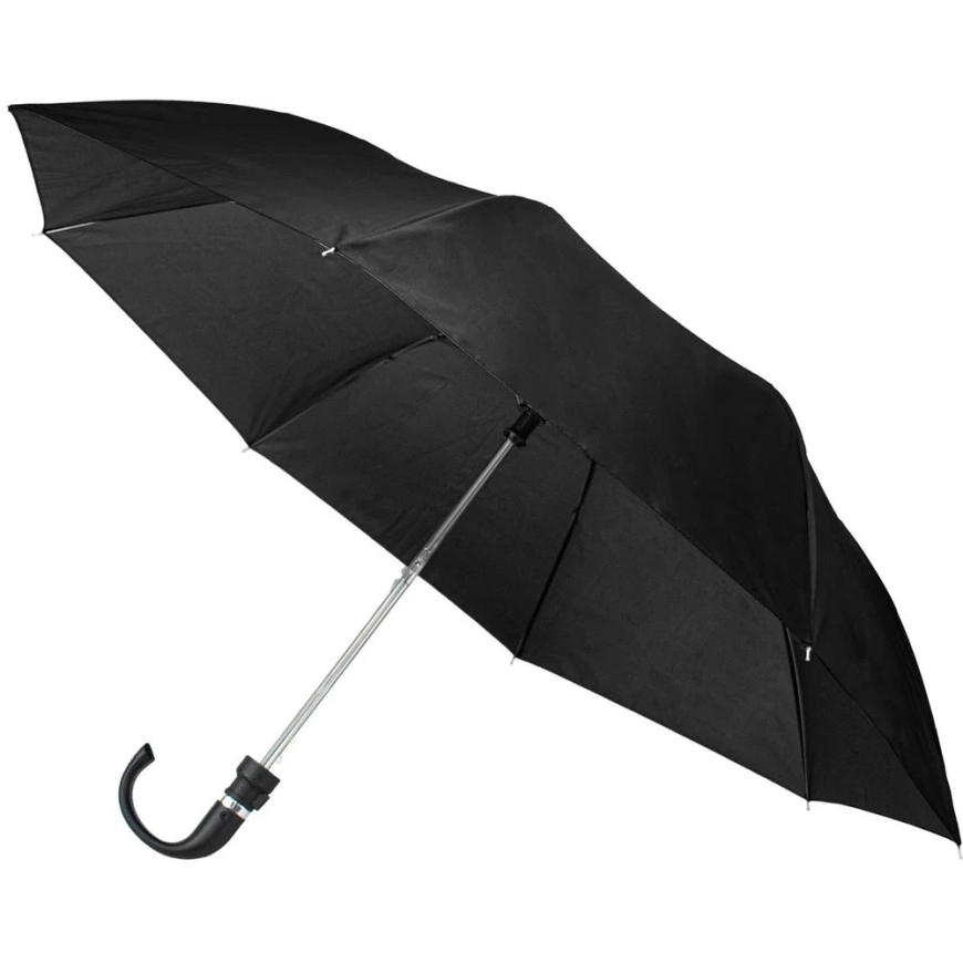 SHORT HALF-AUTOMATIC UMBRELLA WITH CURVED HANDLE Black SEMI LINE – 3