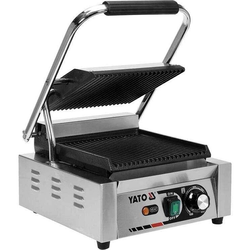 Yato Elektrinis kontaktinis grilis, briaunotas, 32cm, 1.8kW, keptuvas – 2