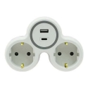 Plastrol Kaksoispänntö, 2x pistorasiaa Schuko-maadoituksella, 1x USB-A-pistorasia, 1x USB-C-pistorasia Plastrol Kaksoispänntö, 2x pistorasiaa Schuko-maadoituksella, 1x USB-A-pistorasia, 1x USB-C-pistorasia