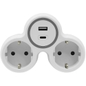 Plastrol Double Socket, 2x Plug Sockets with Schuko Grounding, 1x USB-A Socket, 1x USB-C Socket Plastrol Double Socket, 2x Plug Sockets with Schuko Grounding, 1x USB-A Socket, 1x USB-C Socket