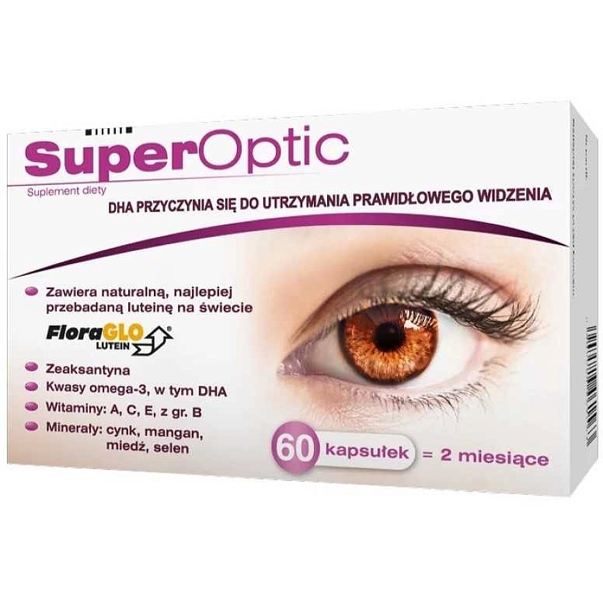 Диетическая добавка «SuperOptic» с ингредиентами, поддерживающими нормальное зрение, 60 капсул