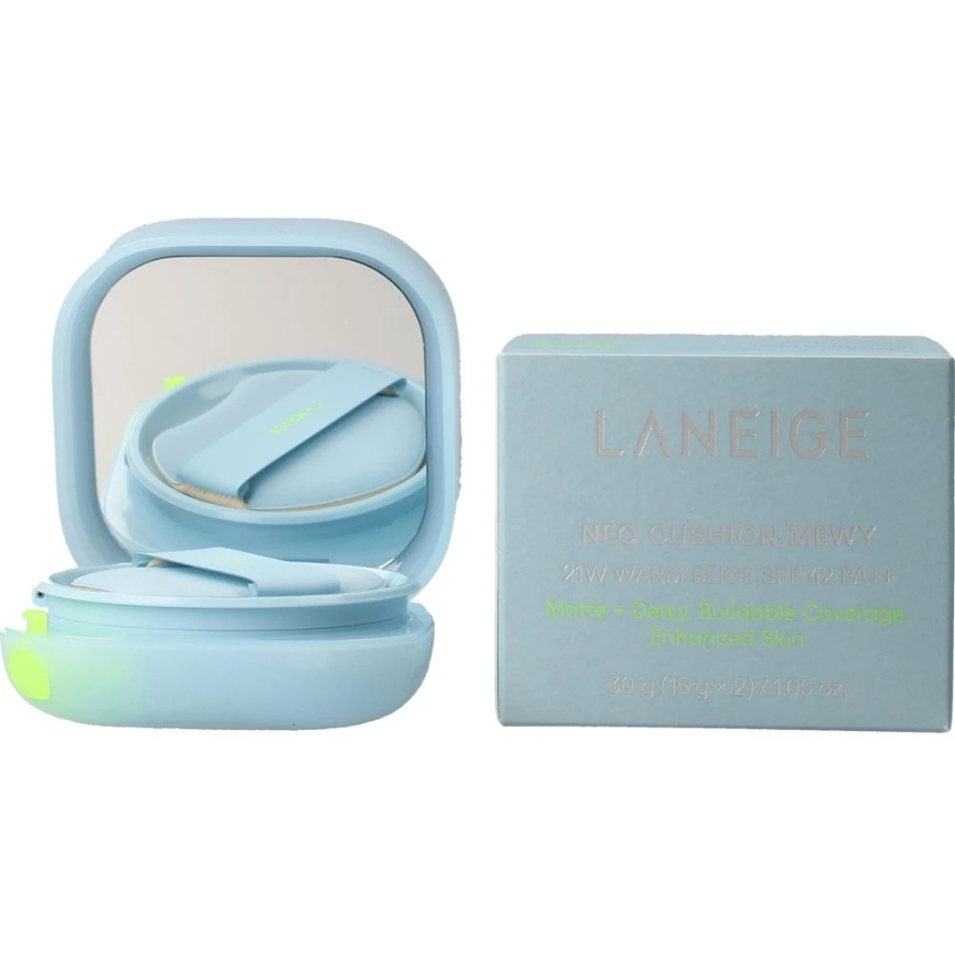 Laneige Neo Cushion Mewy foundation compact, shade: 21W Warm brownish yellow, 15 g