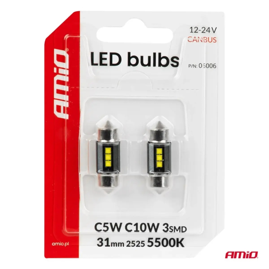 Светодиодные лампы CANBUS 31мм 2525 3SMD Белый 12/24V AMIO-05006 – 4