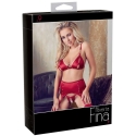 Abierta Fina Bra and Suspender Set Raudona XL Abierta Fina Bra and Suspender Set Raudona XL