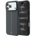 Mercedes leather semi-wrapped case with iconic line MagSafe for iPhone 18 Pro Max / 17 Pro Max - Dark Gray