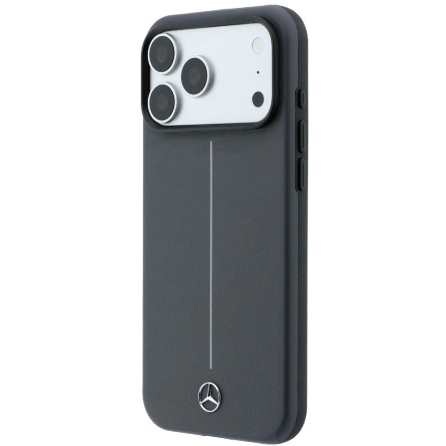 Mercedes leather semi-wrapped case with iconic line MagSafe for iPhone 18 Pro Max / 17 Pro Max - Dark Gray – 3