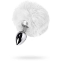 Silver Anal Plug TOYFA Metal with Artificial Fur Silver Anal Plug TOYFA Metal with Artificial Fur