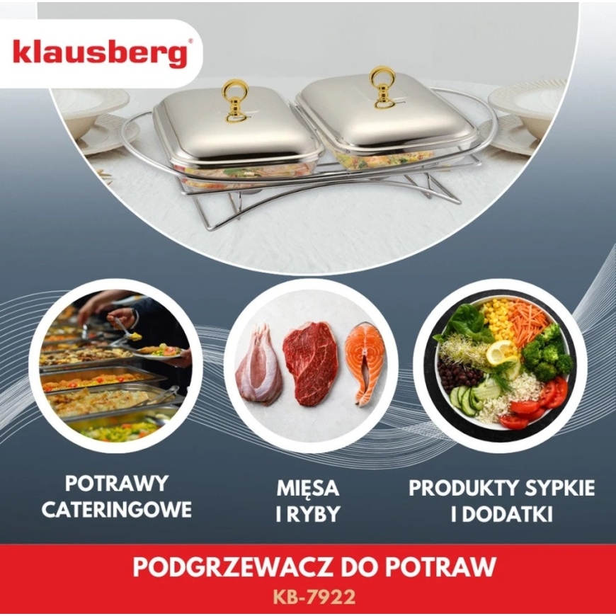 Pārtikas sildītājs, stikls + nerūsējošais tērauds, 2 x 1,5 l, Klausberg, kb-7922 – 5