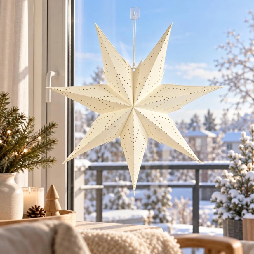 Joulukoriste HÄNGIV PAPERITÄHTI HIIRE 60CM VALKOINEN 7 KULMAA 1067933 – 4