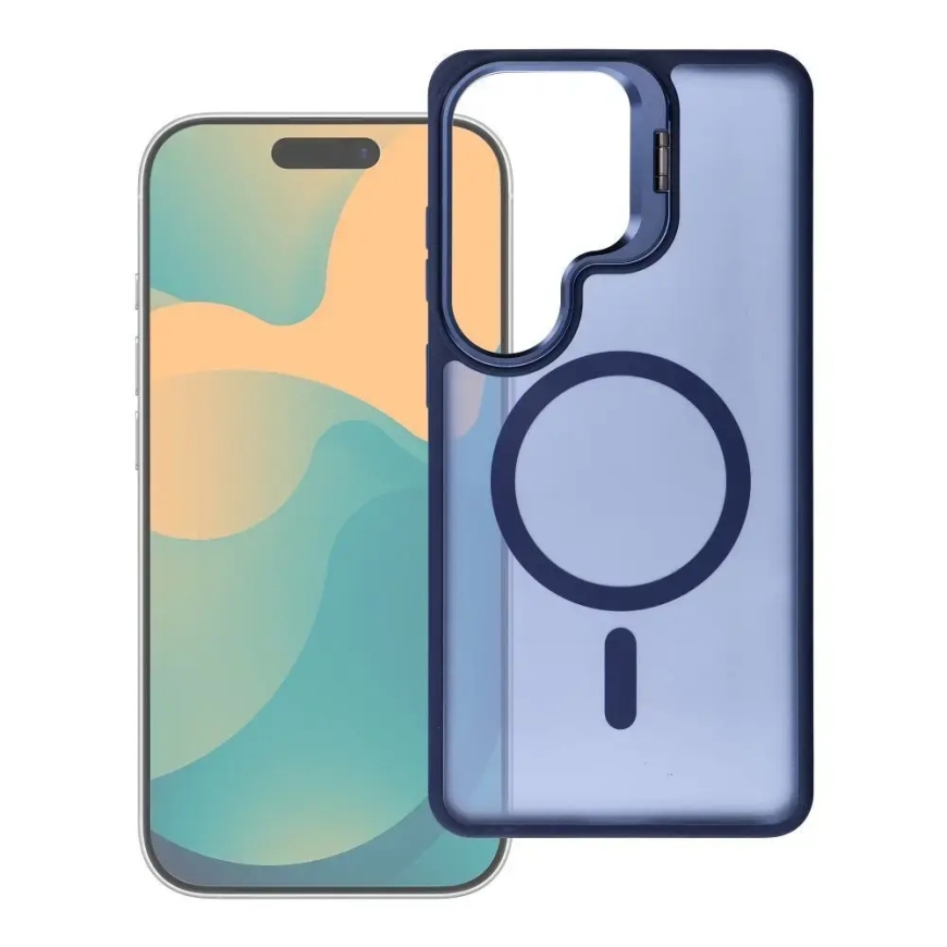 Forcell F-Protect Shadow Stand Premium telefono dėklas su stovu ir MagSafe palaikymu Samsung Galaxy S26 (S942) tamsiai mėlynas