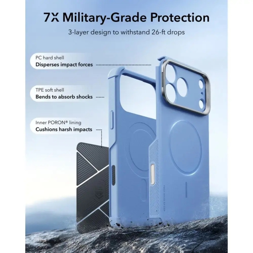 ESR CYBER TOUGH KICKSTAND MAGSAFE IPHONE 17 PRO / 18 PRO СВЕТЛО-ГОЛУБОЙ – 3
