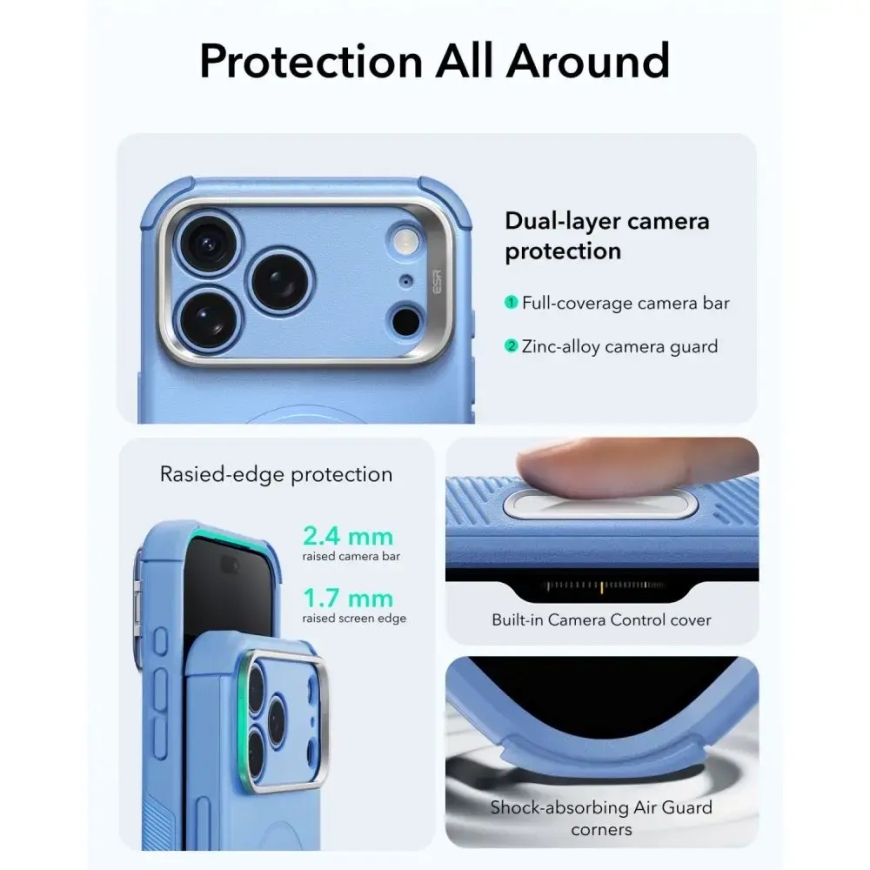 ESR CYBER TOUGH KICKSTAND MAGSAFE IPHONE 17 PRO / 18 PRO СВЕТЛО-ГОЛУБОЙ – 5