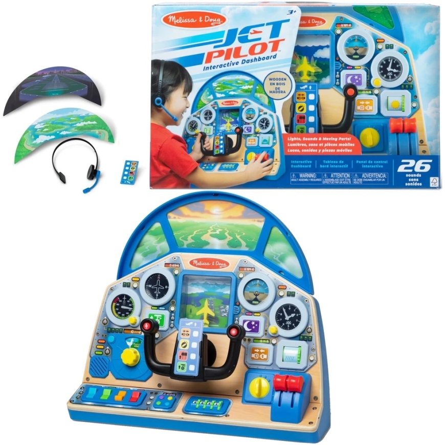 Jet Pilot interaktiivne armatuuripaneel puidust instrumentide paneel Melissa & Doug