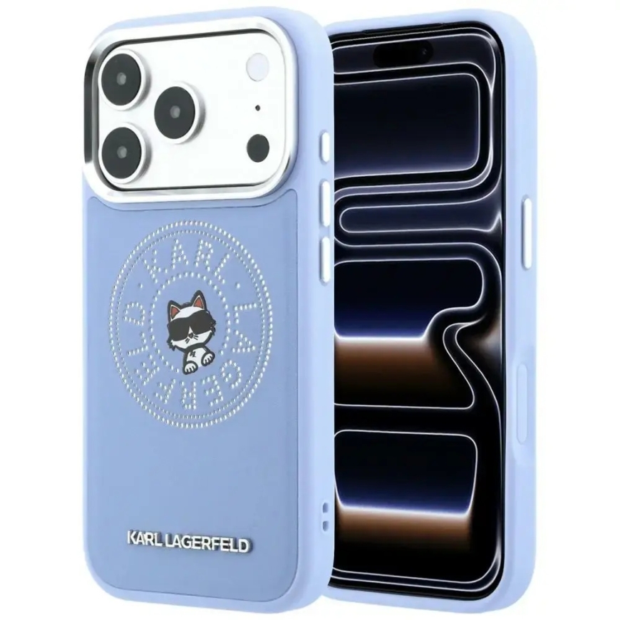 Karl Lagerfeld Point & Choupette Sketch phone case with MagSafe support for iPhone 18 Pro Max | iPhone 17 Pro Max blue