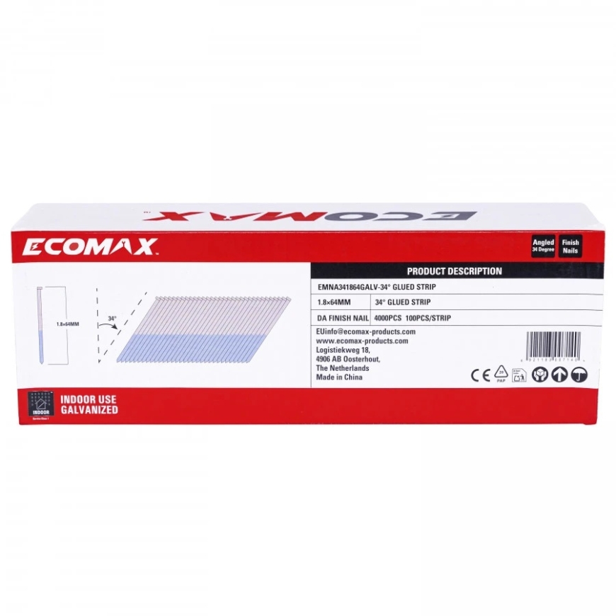 Ecomax EMNA341864GALV Naihteet 34° 1,8 mm 64 mm 4000 kpl – 2