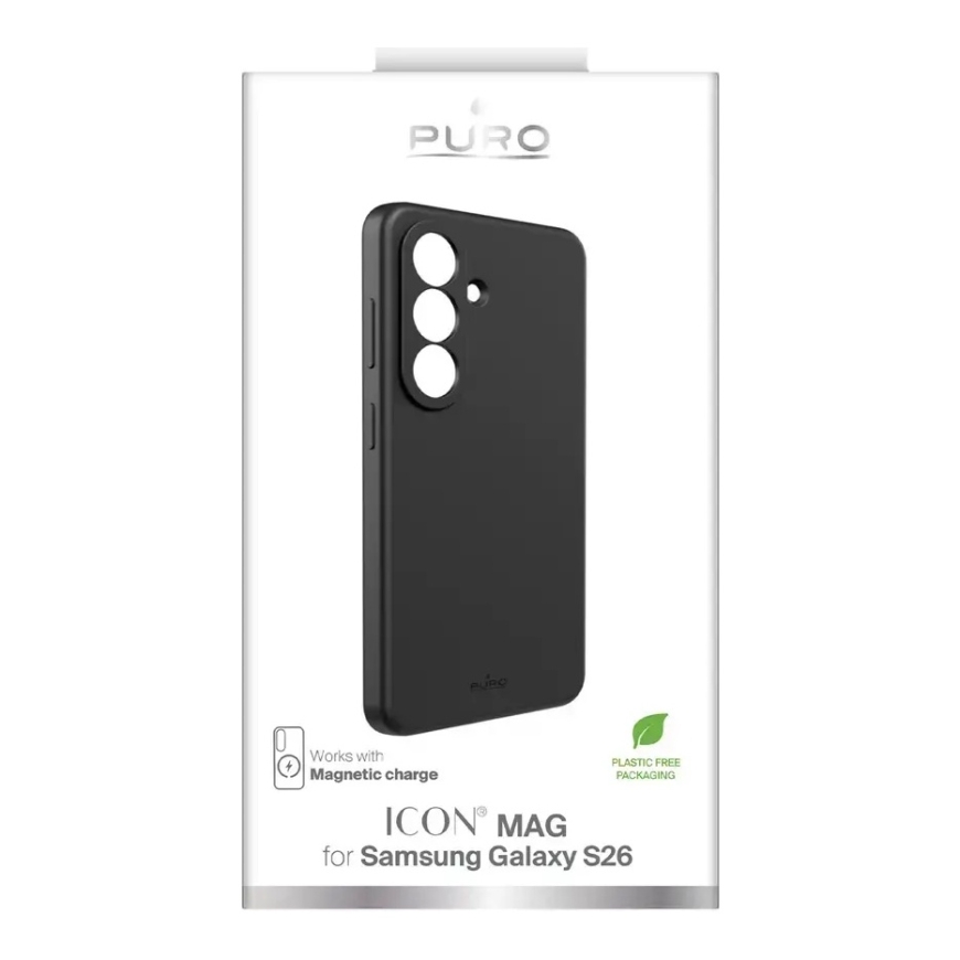 Puro ICON MAG maciņš ar MagSafe atbalstu telefonam Samsung Galaxy S26 (S942) melns – 2