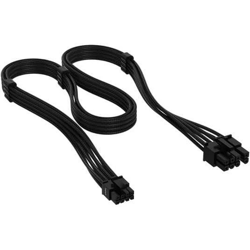 „Corsair Premium Sleeved 6+2-Pin PCIe“ kabelis, skirtas 5 tipo maitinimo šaltiniui – Juodas