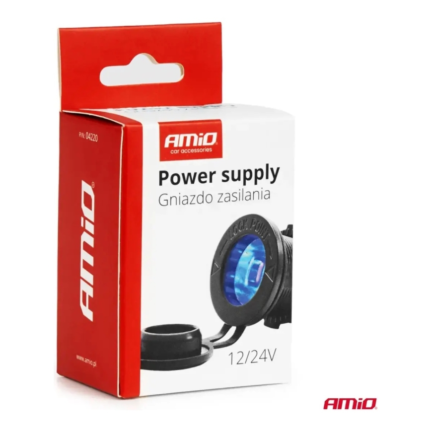 Waterproof Car Cigarette Lighter Socket with BLUE LED Backlight 12/24V AMIO-04220 – 5