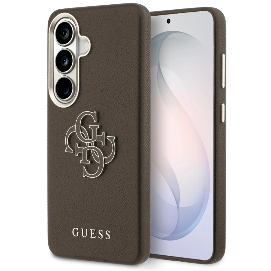 Guess PU 4G Resin Metal Logo dėklas skirtas Samsung Galaxy S26+ Brown – 2