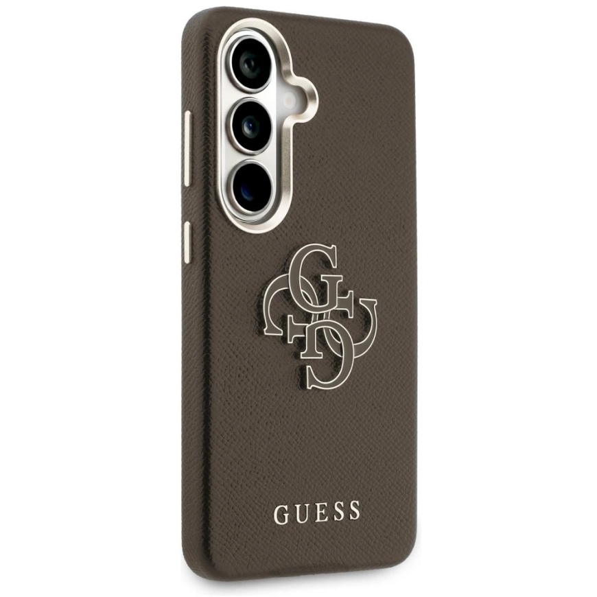 Guess PU 4G Resin Metal Logo dėklas skirtas Samsung Galaxy S26+ Brown – 5