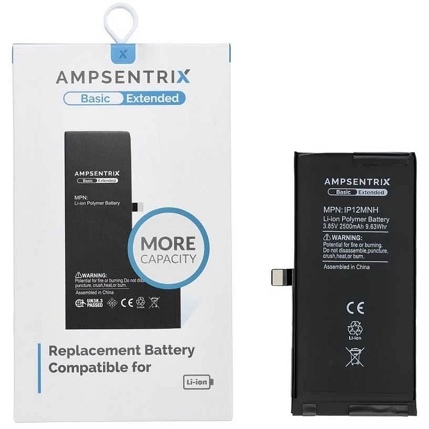 Inne „Oem AmpSentrix Basic“ baterija, skirta „iPhone 12 Mini“ (didelės talpos 2500 mAh)