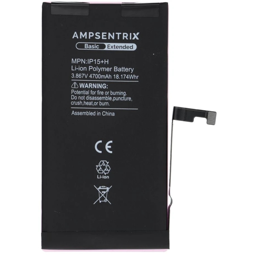 Inne „Oem AmpSentrix Basic“ baterija, skirta „iPhone 15 Plus“ (didelės talpos 4700 mAh) – 3