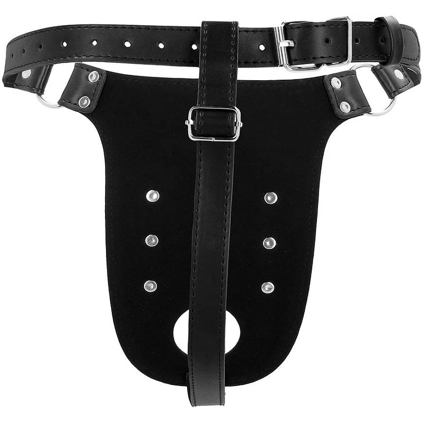 Ouch By Shots PU Leather Chastity Belt with Straps - Juodas – 2
