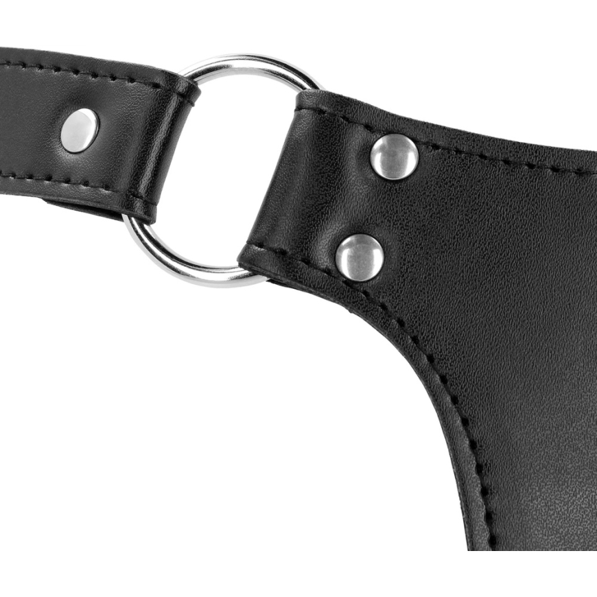 Ouch By Shots PU Leather Chastity Belt with Straps - Juodas – 3