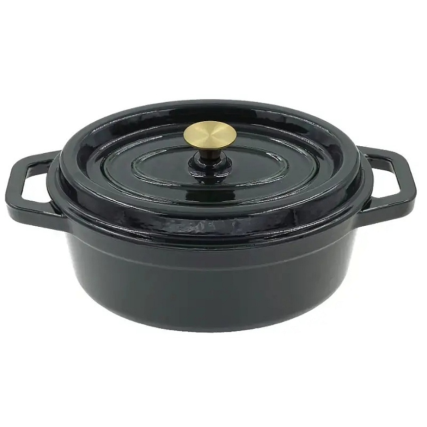 Oval cast iron casserole pot with lid, 4.5L / 29x23cm, green – 3