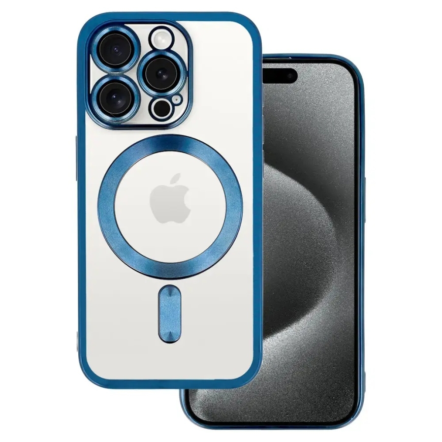 Metallic phone case with MagSafe support for iPhone 17 Air blue