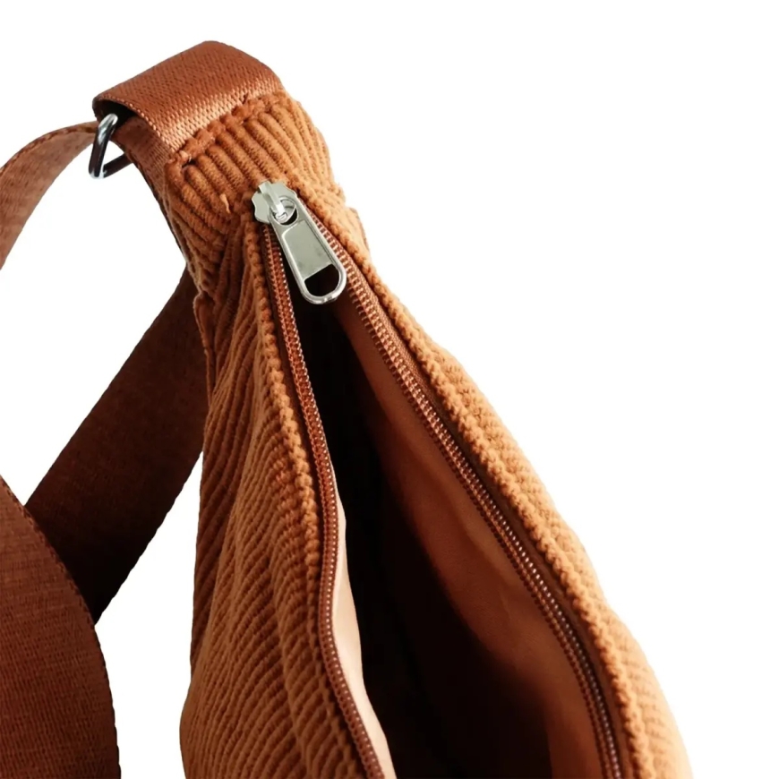 Universal corduroy Moon Bag Brown – 5