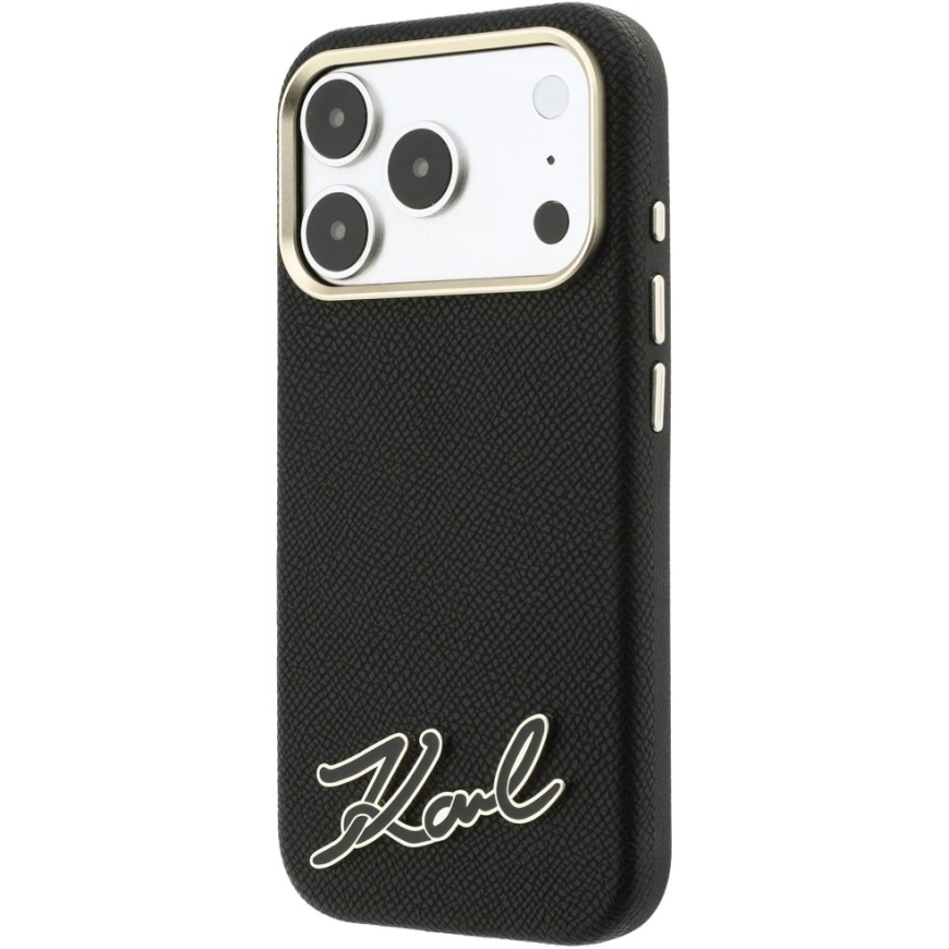 Dėklas Karl Lagerfeld Grained with Resin Signature Logo MagSafe, skirtas iPhone 18 Pro / 17 Pro, juodas – 3