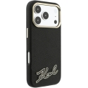 Dėklas Karl Lagerfeld Grained with Resin Signature Logo MagSafe, skirtas iPhone 18 Pro / 17 Pro, juodas Dėklas Karl Lagerfeld Grained with Resin Signature Logo MagSafe, skirtas iPhone 18 Pro / 17 Pro, juodas