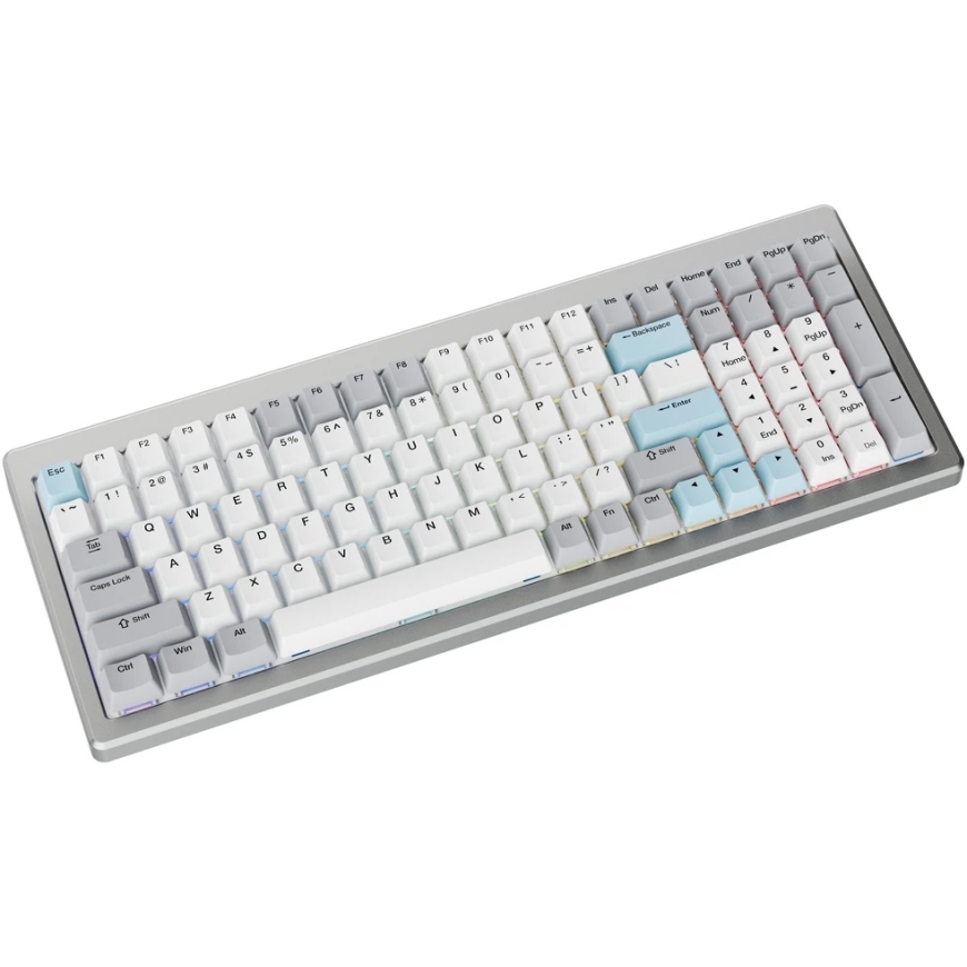 Ducky Cushion 98 žaidimų klaviatūra, 96%, US išdėstymas (ANSI), Shush Raudona jungikliai – sidabrinė – 2