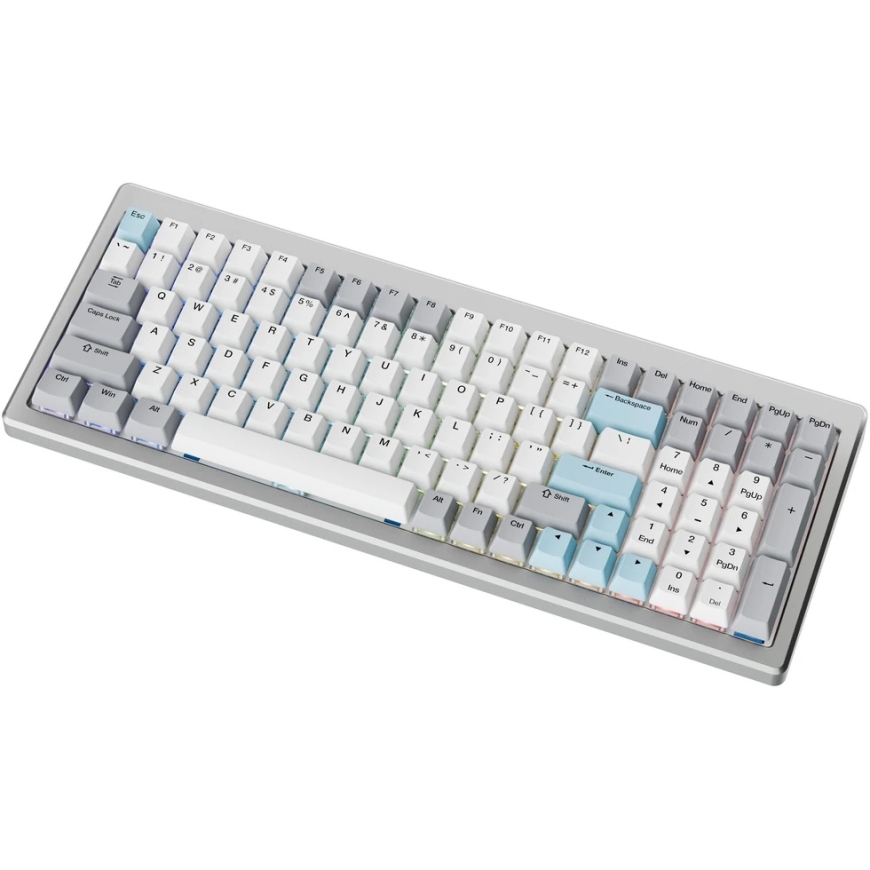 Ducky Cushion 98 žaidimų klaviatūra, 96%, US išdėstymas (ANSI), Shush Raudona jungikliai – sidabrinė – 3