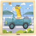 Viga Dėlionė 9 vnt. - Žirafa automobilyje Viga Dėlionė 9 vnt. - Žirafa automobilyje