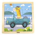 Viga Dėlionė 9 vnt. - Žirafa automobilyje Viga Dėlionė 9 vnt. - Žirafa automobilyje