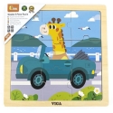 Viga Dėlionė 9 vnt. - Žirafa automobilyje Viga Dėlionė 9 vnt. - Žirafa automobilyje