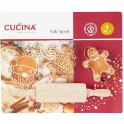 La Cucina MIRLI kepimo rinkinys vaikams, medinis kočėlas ir 3 formelės