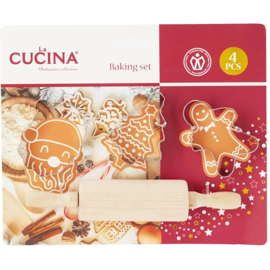 La Cucina MIRLI kepimo rinkinys vaikams, medinis kočėlas ir 3 formelės – 4