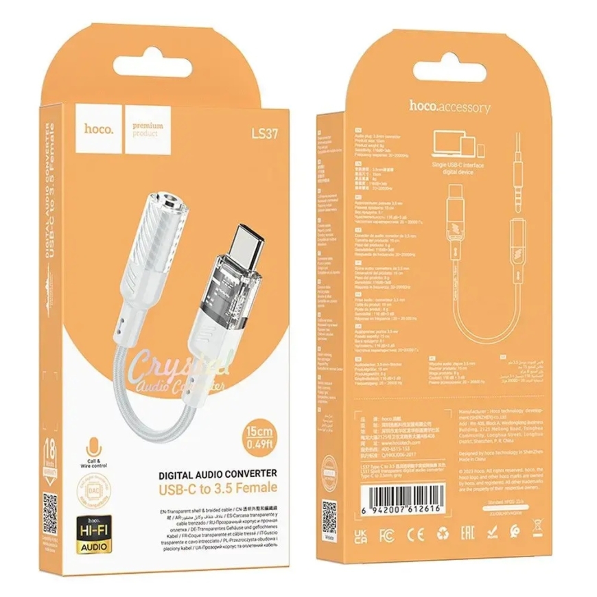 HOCO LS37 adapter USB-C to 3.5mm | transparent gray – 5