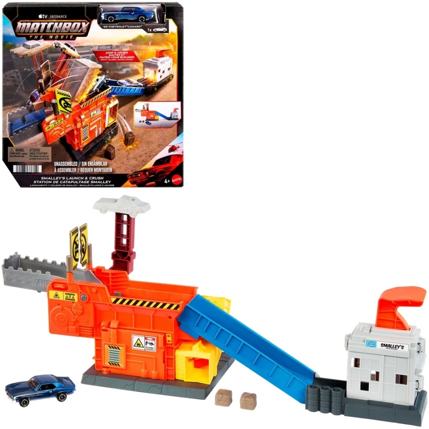 Mattel MATCHBOX MOVIE Smalley’s automobilių traiškymo garažas su trasa (JMG56)