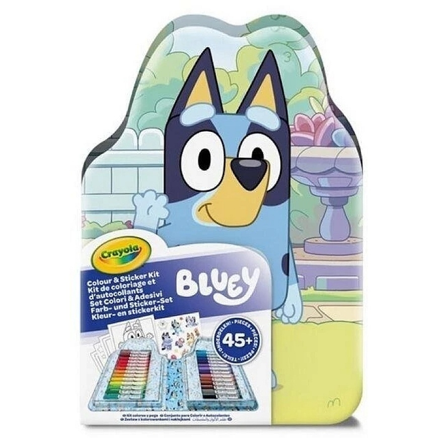 Crayola, Inc. Crayola Bluey rinkinys vaikams, spalvinimo knygelės, lipdukai ir flomasteriai, 47 dalių.