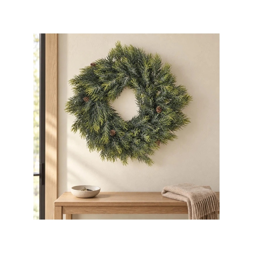 Home Styling Collection Dirbtinis pušų kalėdinis vainikas su kankorėžiais, Ø 35 cm x 12 cm – 2